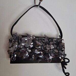 Savannah Black and Silver Clutch Cocktail Purse